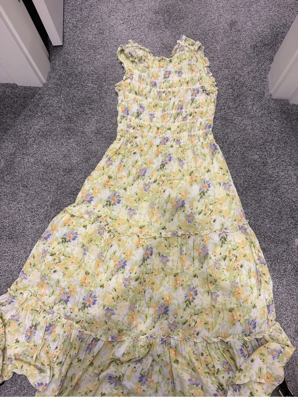 Dex Yellow Floral Smocked Maxi Dress